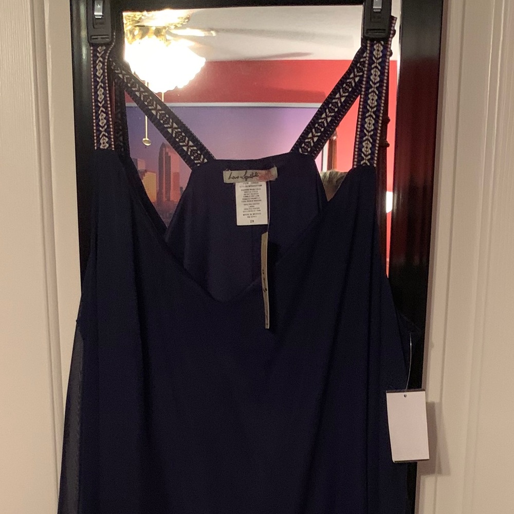Love Squared navy blue asymmetrical dress 2X